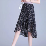 Women's Irregular Ruffle Floral M-3XL Fashion Designer Skirts (Midi)-Women's Fashion Designer Skirts-International Women's Clothing