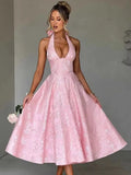 Women's Jacquard S-M Waist A-line Fashion Designer Dresses (Short)