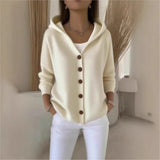 Women's Knit Hooded Button Up Fashion Designer S-3XL Cardigans-Women's Fashion Designer Jerseys Tops-International Women's Clothing