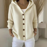 Women's Knit Hooded Button Up Fashion Designer S-3XL Cardigans-Women's Fashion Designer Jerseys Tops-International Women's Clothing