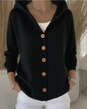 Women's Knit Hooded Button Up Fashion Designer S-3XL Cardigans-Women's Fashion Designer Jerseys Tops-International Women's Clothing