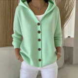 Women's Knit Hooded Button Up Fashion Designer S-3XL Cardigans-Women's Fashion Designer Jerseys Tops-International Women's Clothing