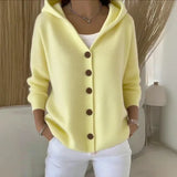 Women's Knit Hooded Button Up Fashion Designer S-3XL Cardigans-Women's Fashion Designer Jerseys Tops-International Women's Clothing