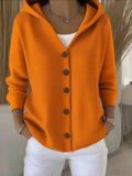 Women's Knit Hooded Button Up Fashion Designer S-3XL Cardigans-Women's Fashion Designer Jerseys Tops-International Women's Clothing