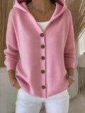 Women's Knit Hooded Button Up Fashion Designer S-3XL Cardigans-Women's Fashion Designer Jerseys Tops-International Women's Clothing