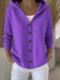 Women's Knit Hooded Button Up Fashion Designer S-3XL Cardigans-Women's Fashion Designer Jerseys Tops-International Women's Clothing