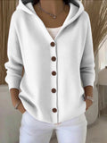 Women's Knit Hooded Button Up Fashion Designer S-3XL Cardigans-Women's Fashion Designer Jerseys Tops-International Women's Clothing