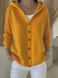 Women's Knit Hooded Button Up Fashion Designer S-3XL Cardigans-Women's Fashion Designer Jerseys Tops-International Women's Clothing