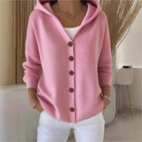Women's Knit Hooded Button Up Fashion Designer S-3XL Cardigans-Women's Fashion Designer Jerseys Tops-International Women's Clothing
