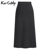 Women's Knitted 3-6XL Designer Midi Skirts (Plus Size)-Women's Fashion Designer Plus Size Skirts-Dark gray-Women&#x27;s fashion designer plus size clothes