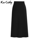 Women's Knitted 3-6XL Designer Midi Skirts (Plus Size)-Women's Fashion Designer Plus Size Skirts-Black-Women&#x27;s fashion designer plus size clothes