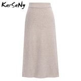 Women's Knitted 3-6XL Designer Midi Skirts (Plus Size)-Women's Fashion Designer Plus Size Skirts-Apricot pink-Women&#x27;s fashion designer plus size clothes