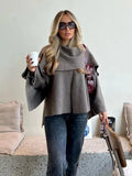 Women's Knitted Asymmetric Fashion Designer Scarf Jackets-Women's Fashion Designer Jackets