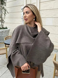 Women's Knitted Asymmetric Fashion Designer Scarf Jackets-Women's Fashion Designer Jackets