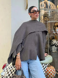 Women's Knitted Asymmetric Fashion Designer Scarf Jackets-Women's Fashion Designer Jackets