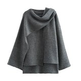 Women's Knitted Asymmetric Fashion Designer Scarf Jackets-Women's Fashion Designer Jackets