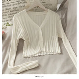 Women's Knitted Cropped Tops Fashion Designer Button Up Cardigans