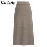 Women's Knitted High Waist Fashion Designer Midi Skirts (Plus Size)