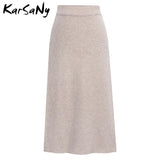 Women's Knitted High Waist Fashion Designer Midi Skirts (Plus Size)