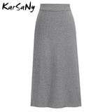 Women's Knitted High Waist Fashion Designer Midi Skirts (Plus Size)