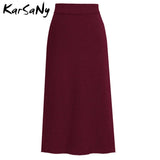 Women's Knitted High Waist Fashion Designer Midi Skirts (Plus Size)