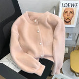 Women's Knitted Mink Pearl Fashion Designer M-3XL Cardigans