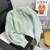 Women's Knitted Mink Pearl Fashion Designer M-3XL Cardigans