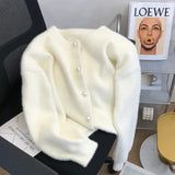 Women's Knitted Mink Pearl Fashion Designer M-3XL Cardigans