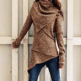 Women's Knitted Tops Fashion Designer Towel Collar Cardigans
