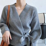 Women's Knitted Tops Fashion Designer V Neck Wrap Cardigan Jerseys-Women's Fashion Designer Jerseys Tops-One Size-Women&#x27;s fashion designer plus size clothes