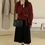 Women's Knitted Tops Fashion Designer V Neck Wrap Cardigan Jerseys-Women's Fashion Designer Jerseys Tops-One Size-Women&#x27;s fashion designer plus size clothes