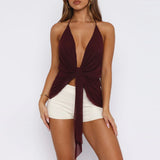 Women's Knot Sling S-L Fashion Designer Crop Tank Tops Singlets