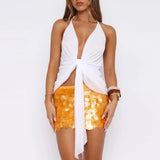 Women's Knot Sling S-L Fashion Designer Crop Tank Tops Singlets