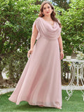 Women's L-7XL Ruched Chiffon Fashion Designer Long Dresses (Plus Size)