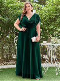 Women's L-7XL Ruched Chiffon Fashion Designer Long Dresses (Plus Size)