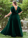 Women's L-7XL Ruched Chiffon Fashion Designer Long Dresses (Plus Size)