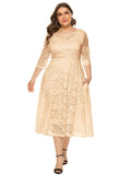 Women's Lace 4-6XL Lace Fashion Designer Midi Dresses (Plus Size)-Women's Fashion Designer Plus Size Dresses-Apricot Dress-Women&#x27;s fashion designer plus size clothes