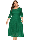 Women's Lace 4-6XL Lace Fashion Designer Midi Dresses (Plus Size)