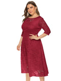 Women's Lace 4-6XL Lace Fashion Designer Midi Dresses (Plus Size)
