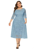 Women's Lace 4-6XL Lace Fashion Designer Midi Dresses (Plus Size)