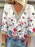Women's Lace Fashion Blouses Floral 1-4XL Designer T-Shirts (Plus Size)-Women's Tops Fashion Designer Plus Size T-Shirts / Blouses-International Women's Clothing