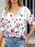 Women's Lace Fashion Blouses Floral 1-4XL Designer T-Shirts (Plus Size)-Women's Tops Fashion Designer Plus Size T-Shirts / Blouses-International Women's Clothing