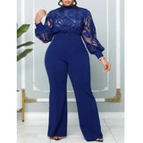 Women's Lace Flare 2-3XL Fashion Designer Jumpsuits (Plus Size)