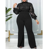 Women's Lace Flare 2-3XL Fashion Designer Jumpsuits (Plus Size)