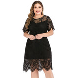 Women's Lace O Neck 2-4XL Fashion Designer Short Dresses (Plus Size)