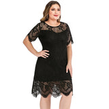 Women's Lace O Neck 2-4XL Fashion Designer Short Dresses (Plus Size)