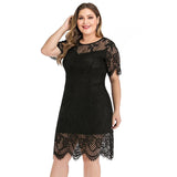Women's Lace O Neck 2-4XL Fashion Designer Short Dresses (Plus Size)