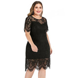 Women's Lace O Neck 2-4XL Fashion Designer Short Dresses (Plus Size)