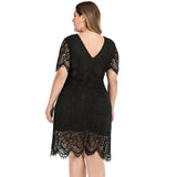 Women's Lace O Neck 2-4XL Fashion Designer Short Dresses (Plus Size)