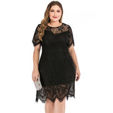 Women's Lace O Neck 2-4XL Fashion Designer Short Dresses (Plus Size)